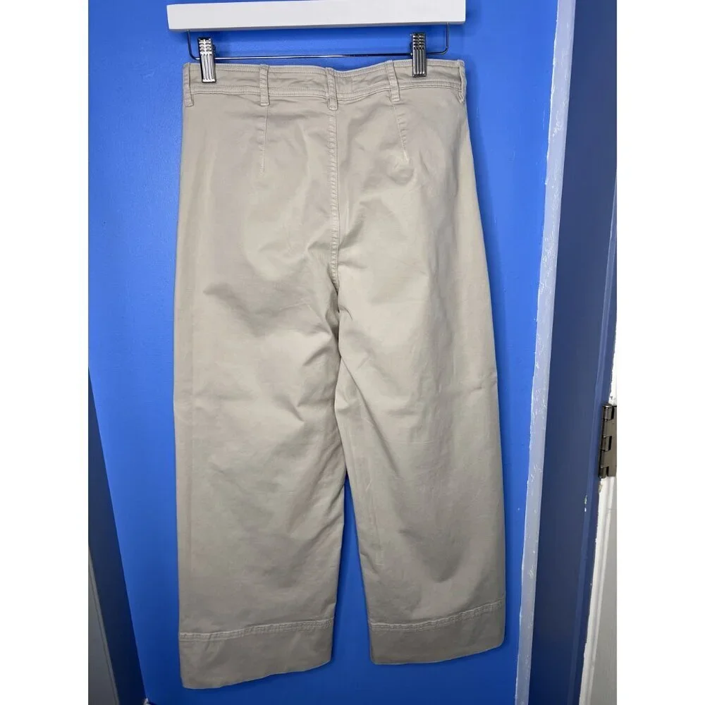 Everlane Wide-Leg Chino Pants Women 4 Beige stretch coin pockets lightweight